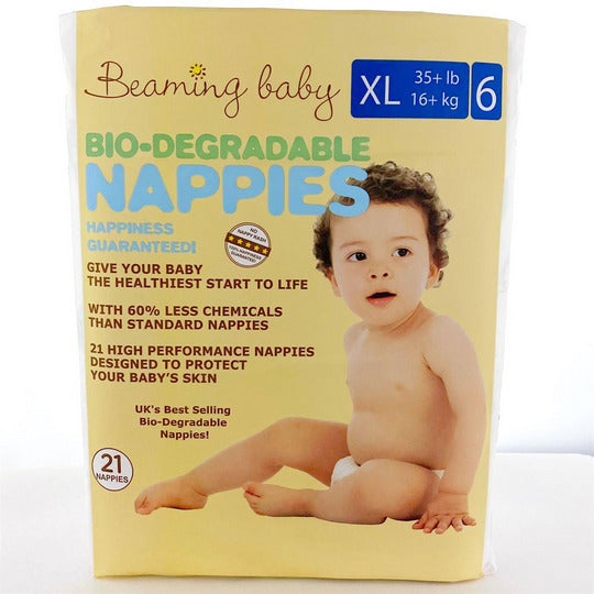 Beaming Baby Biodegradable Nappies XL Size 6 - 21 Nappies