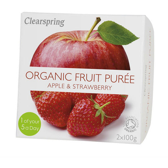 Clearspring Organic Fruit Purée - Apple & Strawberry 2 x 100g