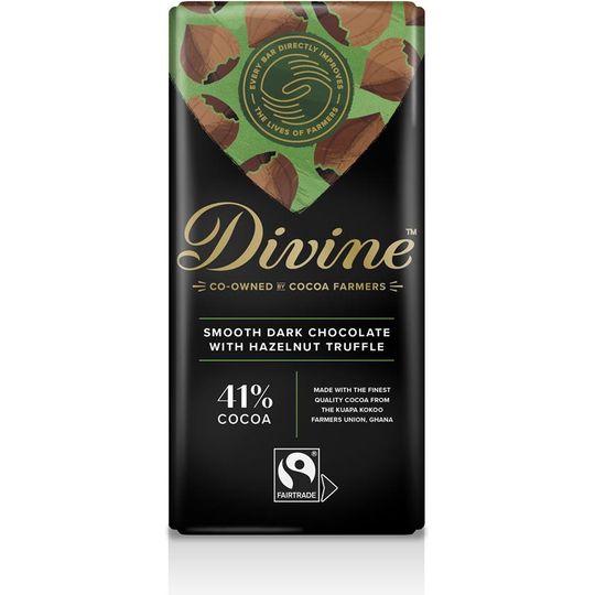 Divine Dark Chocolate with Smooth Hazelnut Bar 90g