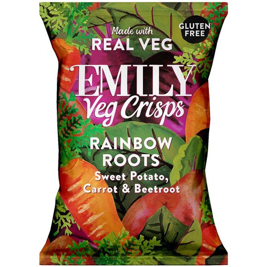 EMILY Veg Crisps Rainbow Roots Sweet Potato, Carrot & Beetroot Sharing 100g