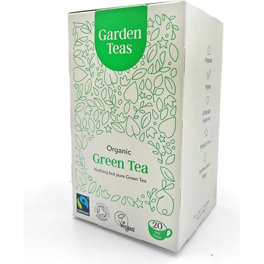 Garden Teas Organic Fairtrade Green Tea 20 Plastic Free Envelopes