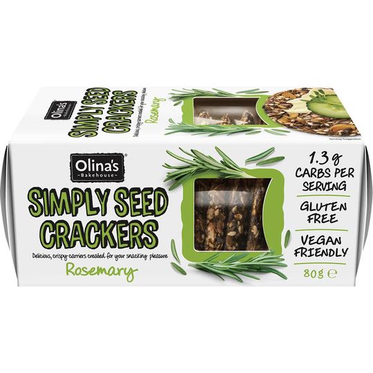 OLINA'S BAKEHOUSE SIMPLY SEED CRACKERS - ROSEMARY 3 PACKS OF 80G