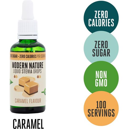 Modern Nature Stevia Drops Caramel Sweetener 50ml