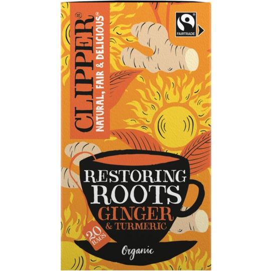 Clipper Tea Organic Fairtrade Restoring Roots Ginger & Turmeric 20 bags