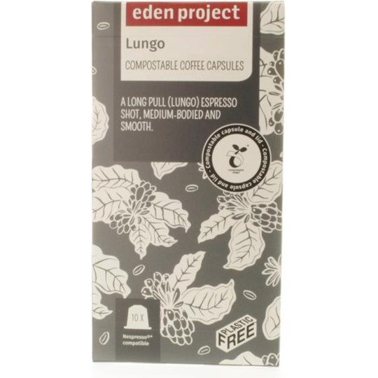 Eden Project 10 Lungo biodegradable coffee capsules