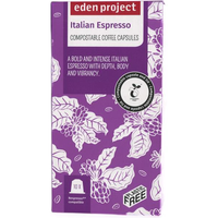 Eden Project 10 Italian espresso biodegradable coffee capsules