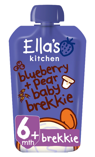 Ella's Kitchen Organic blueberry and pear baby brekkie pouch 6 months+ 100g