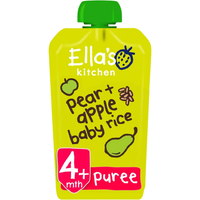 Ella's Kitchen Organic pear and apple baby rice baby pouch 4+ months 120g