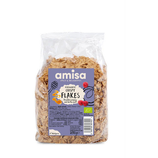 Amisa Organic Crispy Spelt Flakes with Honey 250g