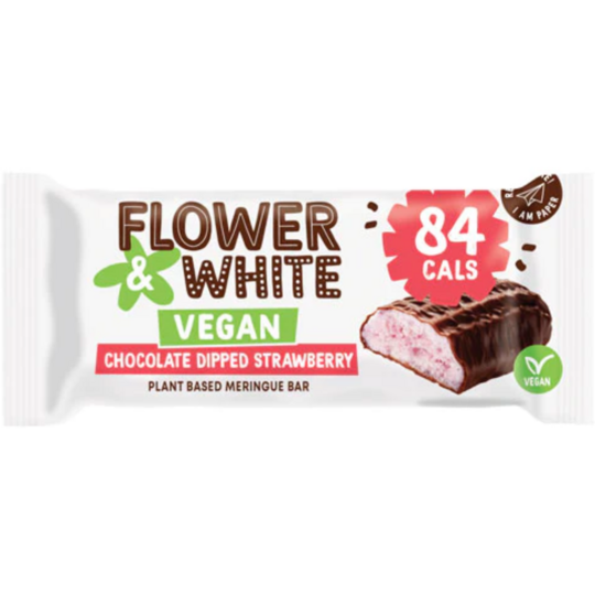 Flower and White Chocolate Dipped Strawberry Vegan Meringue Bar x 15 bars