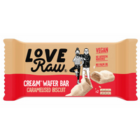 Love Raw Caramelised Biscuit Cre&m Wafer Bars 45g